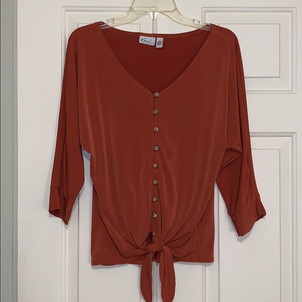 Kim Rogers tie front blouse